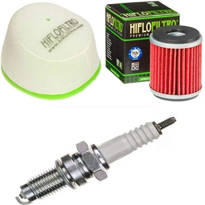 Abbildung von Luftfilter Ölfilter Zündkerze für YZ 250 F 4T Baujahr 2003 2008 Servicekit Wartungskit