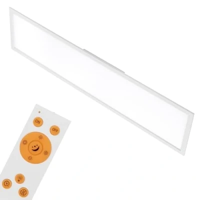 Abbildung von Briloner Leuchten LED Deckenleuchte 7196 016, CCT Farbtemperatursteuerung, Fernbedienung, dimmbar, ultraflach, fest verbaut, Kaltweiß, Neutralweiß, Tageslichtweiß, Warmweiß, Deckenlampe, 119,5x29,5x4,8, Weiß, 36W, Wohnzimmer, Schlafzimmer
