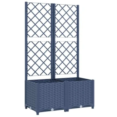 Abbildung von vidaXL Pflanzkübel mit Rankgitter Blumenkübel Pflanzkasten Blumentopf Blumenkasten Rankhilfe Spalier Gartenspalier Dunkelgrau 80x40x136cm PP