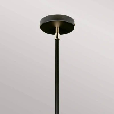 Abbildung von Elstead Lighting BALANCE P BKPN Hängeleuchte E27 1x60W Nickel schwarz/poliert, Acryl, Polycotton weiß, silber H:33.4cm 123.4cm Ø45.5cm dimmbar