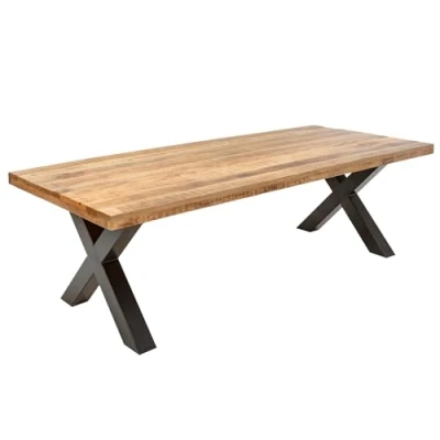 Abbildung von Riess Ambiente Massiver Esstisch Iron Craft 240cm Mangoholz Industrial Design mit X Beinen Küchentisch Konferenztisch