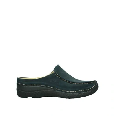 Abbildung von Wolky Seamy Slide Clog, Oiled nubuck, blue, 0625016 800 Clog