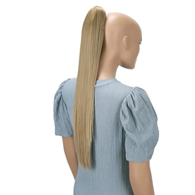 Abbildung von CAISHA 60cm Glatt Pferdeschwanz Mit Butterflyklammer Haarteil Zopf Hitzebeständig Haarverlängerung Naturblond H610