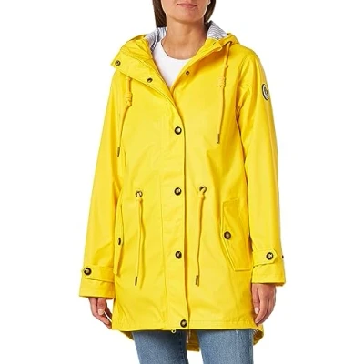 Abbildung von Deproc Active Damen Friesennerz Regenmantel mit Kapuze Wasserdicht Wetterfest Windbreaker Übergangsjack Regenjacke, Gelb, 44 EU