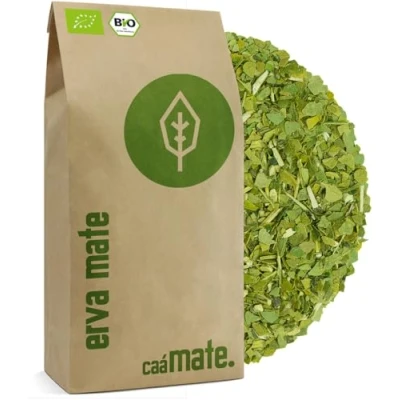 Abbildung von Mate Tee Bio 500g ● frisch &amp; grün Original Yerba luftgetrocknet rauchfrei plastikfrei fair Matetee aus Mateblättern, Mateaststückchen und Mateblattpulver DE ÖKO 006