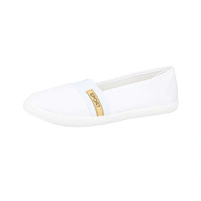 Abbildung von Elara Damen Ballerina Flache Bequeme Slipper Chunkyrayan BD1412 BL Weiss 38