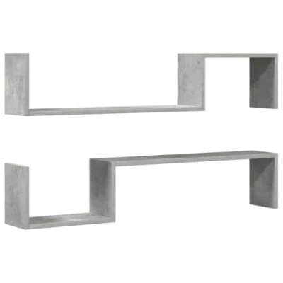 Abbildung von vidaXL 2X Wandregal Bücherregal Wandboard Schweberegal Hängeregal Dekoregal Freischwebend Regal Büroregal Wandablage Betongrau 100x15x20cm Holzwerkstoff