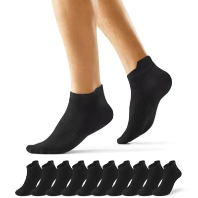Abbildung von EKSHER Sneaker Socken Herren 43 46 Schwarz 10 Paar Baumwolle Kurze Damen Laufsocken Halbsocken Kurz Sportsocken Anti Schweiß Atmungsaktive Sommer Halbe Low Running Socks