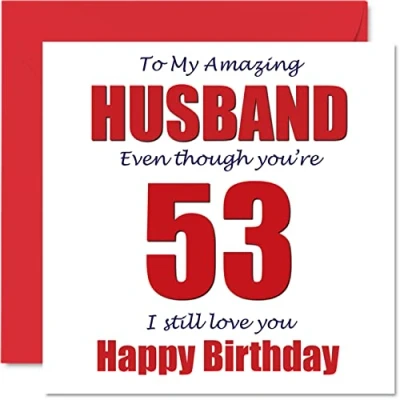 Abbildung von Lustige Geburtstagskarte zum 53. Geburtstag für Ehemann 53 I Still Love You Happy Karte von Ehefrau Partner fünfzig Dritte Hubby Banter Geschenke 145 mm x Witz Humor Grußkarten