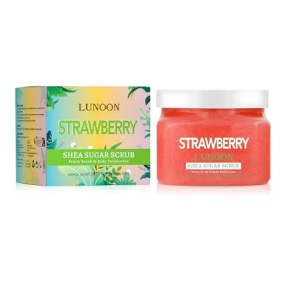 Abbildung von Tpyag Shea Sugar Scrub,Polierendes Körperpeeling,Körper Peeling,Glatte und Weiche Haut,Entfernt Ablagerungen Spendet der Haut Feuchtigkeit,Exfoliating Body Scrub,Körperpflege (Erdbeere)