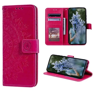 Abbildung von CoverKingz Klapphülle kompatibel mit iPhone 14 Schutzhülle Kartenfach zum aufklappen Klapphandyhülle Case klappbar Motiv Mandala Pink