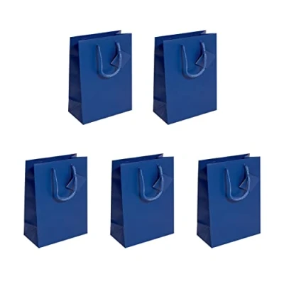 Abbildung von SIGEL GT504/5 mittelgroße Papier Geschenktüten ultramarinblau matt 23 x 17 cm 5er Set