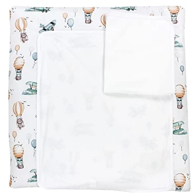 Abbildung von TupTam Baby Wickelauflage inkl. 2 Frotteebezügen ANK019, Farbe: Füchse im Flugzeug, Größe: 75 x 85 cm
