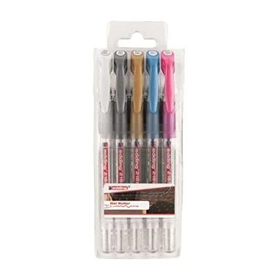 Abbildung von edding 2185 Gelroller gold, silber, weiß, blau metallic, pink metallic 5er Set 0,7 mm Gelstifte zum Schreiben, Malen, Mandala, Bulletjournal Gelschreiber, Gelmalstifte