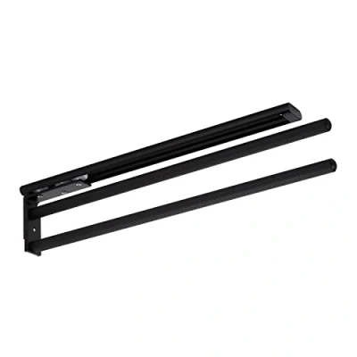 Abbildung von SOTECH Aluminium Handtuchhalter TED 2 armig schwarz matt (450 730 mm, ausziehbar, drehbar) Teleskop Auszug geeignet für Bad oder Küche