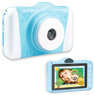 Abbildung von AGFAPHOTO Kinderkamera Realikids Cam 2 Digitalkamera für Kinder mit SD Kartenslot bis zu 32GB 3,5&#039;&#039; LCD Bildschirm Lithium Akku und ergonomisches Design Kamera Blau