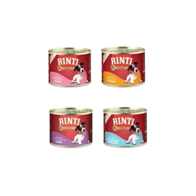 Abbildung von RINTI Gold Hunde Nassfutter 8x185g Mixpaket 2x Gans, Kalb, Huhn, Geflügelherzen ohne Getreide