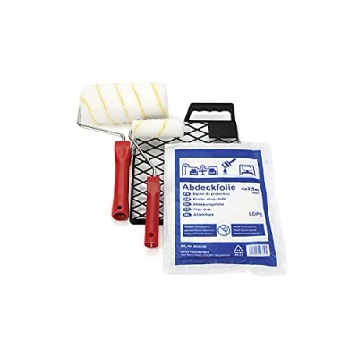 Abbildung von plid Malerset Streichset Farbwalze Steckbügel Abstreifgitter Farbwanne, (Set), Streichset, Anstreichset, Heimwerkerset