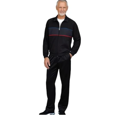 Abbildung von Herbold Sportswear Trainingsanzug Herren Freizeitanzug Sportanzug Jogginganzug (2 tlg), Kontrastpaspel Verlauf und Druckeinsatz auf der Front
