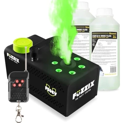 Abbildung von Fuzzix F506V Vertikale Nebelmaschine Mini mit LED Lichteffekt und 2 Liter Nebelfluid, Party 500 Watt Fernbedienung, Smoke Machine, Hochzeit, Halloween