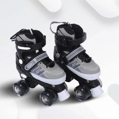 Abbildung von Endless EL1029 Adjustable Roller Skates Medium Size 34 EUR (UK 1.5) 38 5) for 6 to 12 Years Black Strong Chassis and 70 mm PU Four Flashing Wheels ABEC 7 Bearings Indoor Outdoor