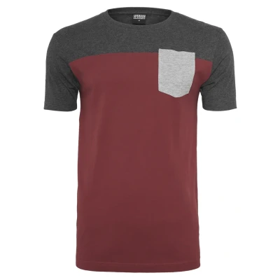 Abbildung von Urban Classics 3TONE Pocket TEE Tshirt print, Herren, Größe: Medium, Red/grey