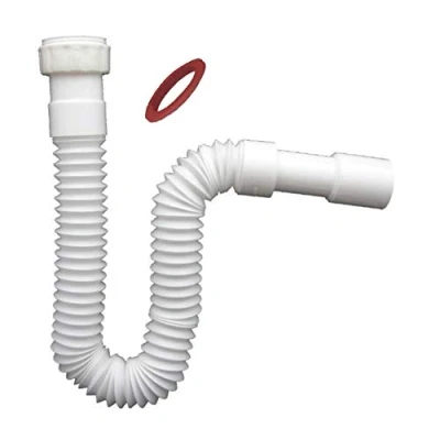 Abbildung von Sanixa Siphon Universal Abflusssiphon flex 1 1/4&quot; Zoll auf 32/40mm, (Kunststoff weiß, Abfluss Rohr), Küche Spüle Bad Waschbecken Ablauf flexibel