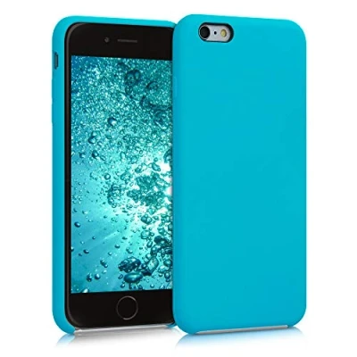 Abbildung von kwmobile Hülle kompatibel mit Apple iPhone 6 Plus / 6S Silikon Handy Case Handyhülle weiche Oberfläche kabelloses Laden Cool Glacier