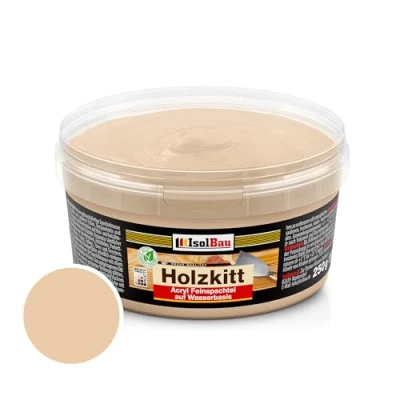 Abbildung von Isolbau Holz Spachtelmasse 250 g Holzspachtel Holzkitt Außen und Innen Reparaturspachtel Holzreparaturmasse Fertigspachtel Schnelltrocknend Esche (Nr. 16)