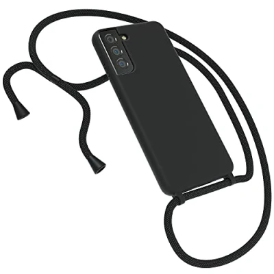 Abbildung von EAZY CASE Premium Silikon Handykette kompatibel mit Samsung Galaxy S21 Plus 5G Handyhülle Umhängeband, Handykordel Schutzhülle, Silikonhülle, Hülle Band, Kette für Smartphone, Schwarz