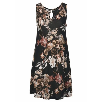 Abbildung von LASCANA Strandkleid mit Ringdetail am Ausschnitt, Sommerkleid Blumendruck
