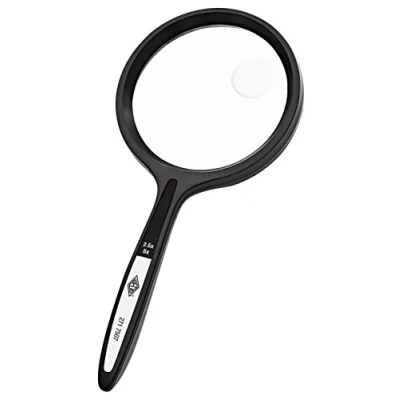 Abbildung von WEDO 2717507 Lupe rund, Durchmesser 4, 8 cm, Vergrößerung 2, 5x und 5x, Kunststoff 12, 7 x 5, 9 1 Schwarz