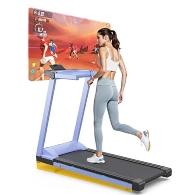 Abbildung von Lacuffy Laufband Klappbare 16 km/h Geeignet für High Tech Geräte, Raceable mit Steigung Max 158kg, Zuhause APP Steuerung, Treadmill KI Training und Multi Runner Rennen