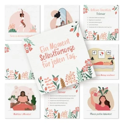 Abbildung von Logbuch Verlag Geschenk für Frauen 38 Selbstfürsorge Karten Selbstliebe Achtsamkeit Motivation Selfcare Set zum Geburtstag &amp; Valentinstag 10 x cm