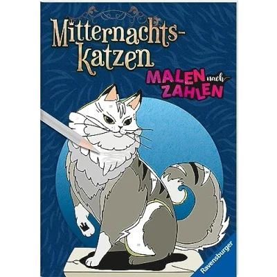 Abbildung von Ravensburger Malen nach Zahlen Mitternachtskatzen 32 Motive abgestimmt auf Buntstiftsets mit 24 Farben (Stifte nicht enthalten) Malbuch nummerierten Ausmalfeldern für fortgeschrittene Fans