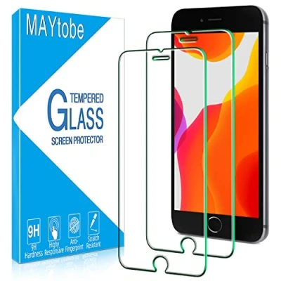 Abbildung von MAYtobe 2 Stück Schutzfolie für iPhone 8/7/6/6s/iPhone SE 2020, HD Displayschutzfolie, Frei von Kratzern, 0,33mm Ultra Klar, 9H Härte Glas, Ultrabeständig, Blasenfrei