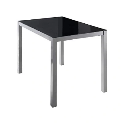 Abbildung von MOMMA HOME Esszimmertisch Modell Melbourne Farbe Schwarz Maße 110 x 75 cm Sicherheitsglas und Metallrahmen Rechteckiges Format