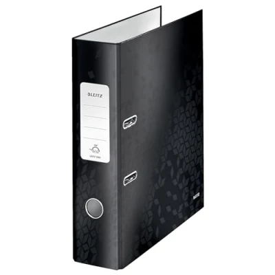 Abbildung von Leitz Qualitäts Ordner 180, 10er Pack, A4, 8 cm Rückenbreite, laminierte Graupappe, Schwarz, WOW Serie, Design kann variieren, 10050095