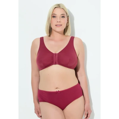 Abbildung von Ulla Popken Women&#039;s Bustier, Still BH, Vorderverschluss, Cup C/D E/F Bra, dunkelrot, 110D