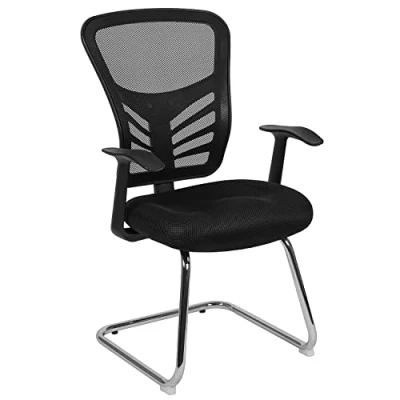 Abbildung von Flash Furniture Black Mesh Side Reception Chair with Chrome Sled Base 24&quot;L x 23.25&quot;W 38.5&quot;H