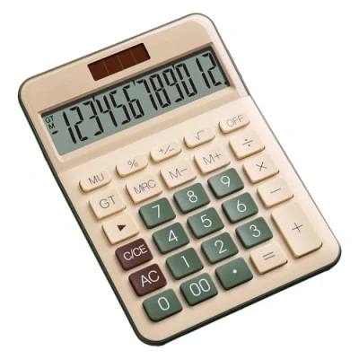 Abbildung von NEWYES Tischrechner, 12 stellig, großes LCD Display, Solarbatterie, Dual Power, große Taste, Off grüner Stil für Zuhause und Büro