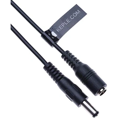 Abbildung von DC Verlängerungskabel mit 2,1 mm / 5,5 Stecker auf Buchse 5m Anschluss CCTV Netzkabeladapter Kompatibel Security Camera, IP DVR Standalone, LED Strip, Monitors (Schwarz)