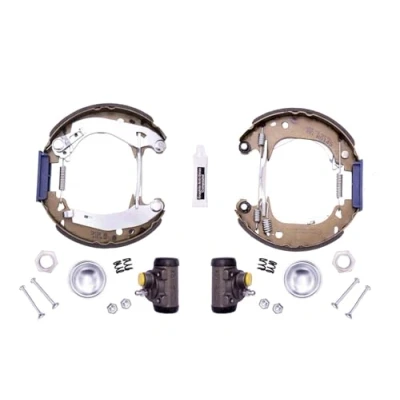 Abbildung von HELLA Shoe Kit Pro 8DB 355 003 661 Bremsensatz, Trommelbremse mit Radbremszylinder, Stellelement PEUGEOT: 205 II Schrägheck, Cabrio