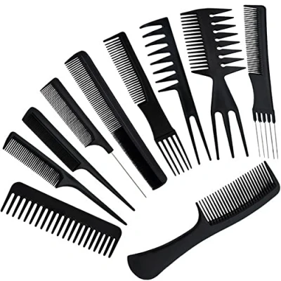 Abbildung von PARENCE 10 Stück antistatische Haarkamm, professioneller Friseurkamm, antistatisch, hitzebeständig, Friseurkamm mit feinen und großen Zähnen,