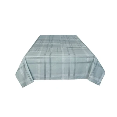 Abbildung von Sleepdown Dekorative Tischdecke für Esstisch, kariert, 100% Baumwolle, halbe Panama, strapazierfähig, schmutzabweisend, Grün 137 cm x 229