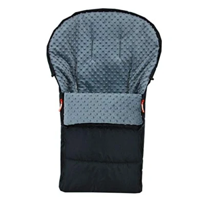 Abbildung von BABYLUX Fußsack MINKY Kinderwagen Buggy Fleece Babyschale Thermo / Muff Handmuff, Schwarz + dunkel Grau