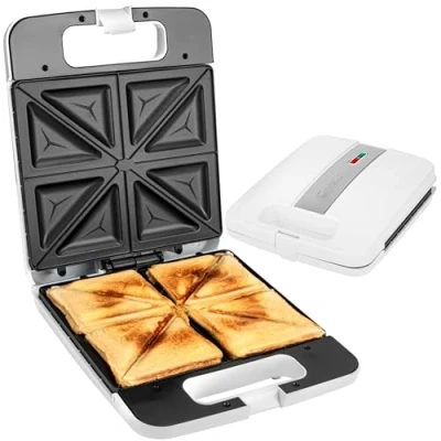 Abbildung von Clatronic Sandwichmaker ST3629 Sandwich Toaster Weiß, Silber, 1200 W