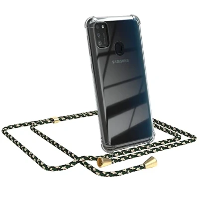 Abbildung von EAZY CASE Handykette kompatibel mit Samsung Galaxy M30s / M21 Handyhülle Umhängeband, Handykordel Schutzhülle, Silikonhülle, Hülle Band, Stylische Kette für Smartphone, Grün Camouflage