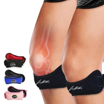 Abbildung von Dr. Arthritis Von Ärzten Entworfen, Patellasehnenbandage, Stützende Kniebandagen, Verstellbare Bandage Damen/Herren, Kniestütze für Meniskus, Patellasehnenentzündung, Läuferknie, 1 Paar, Schwarz