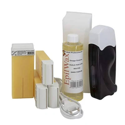 Abbildung von EpilWax Wachswärmer Waxing Set für Enthaarung Haarentfernung Mit 4 Weiße Roll On Wachspatronen, Gerät, 100 Vliesstreifen und Nachbehandlungsöl